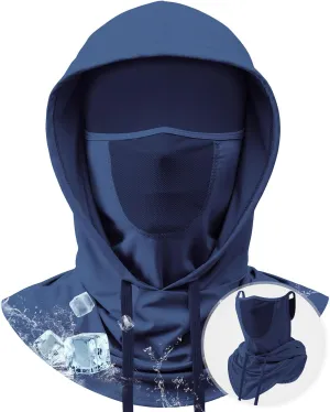 3-in-1 Cooling Breathable Balaclava Face Mask with Nose Mesh Sun UV Protection Hood Full Head Cover Men Women Hiking Outdoor