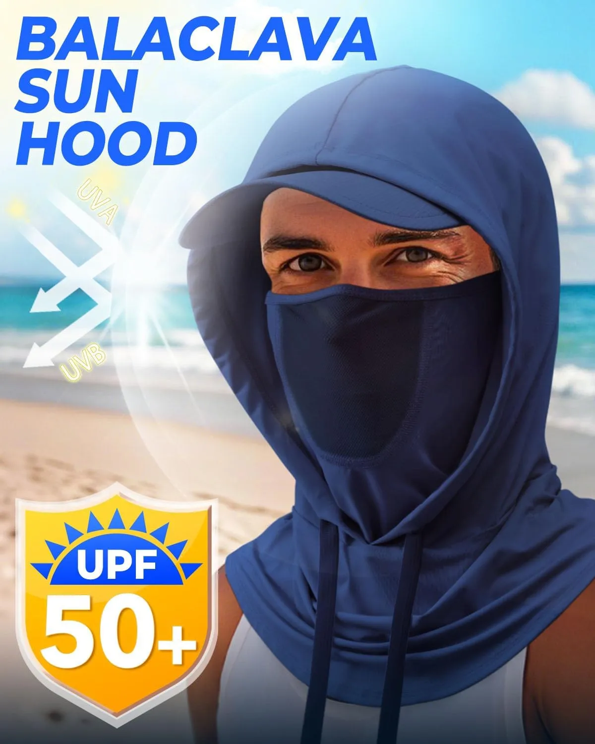 3-in-1 Cooling Breathable Balaclava Face Mask with Nose Mesh Sun UV Protection Hood Full Head Cover Men Women Hiking Outdoor