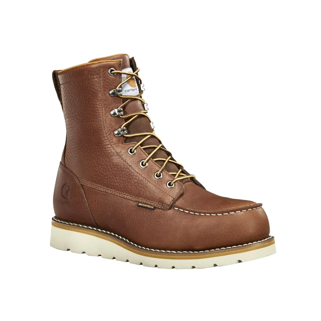 8" Waterproof Moc Wedge Steel Toe Work Boot Red Brown