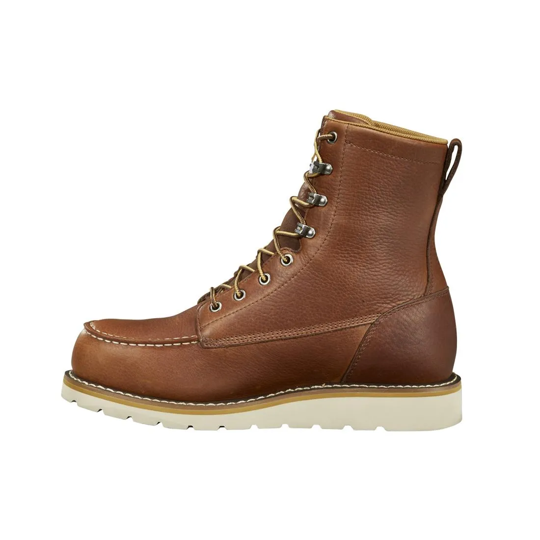 8" Waterproof Moc Wedge Steel Toe Work Boot Red Brown