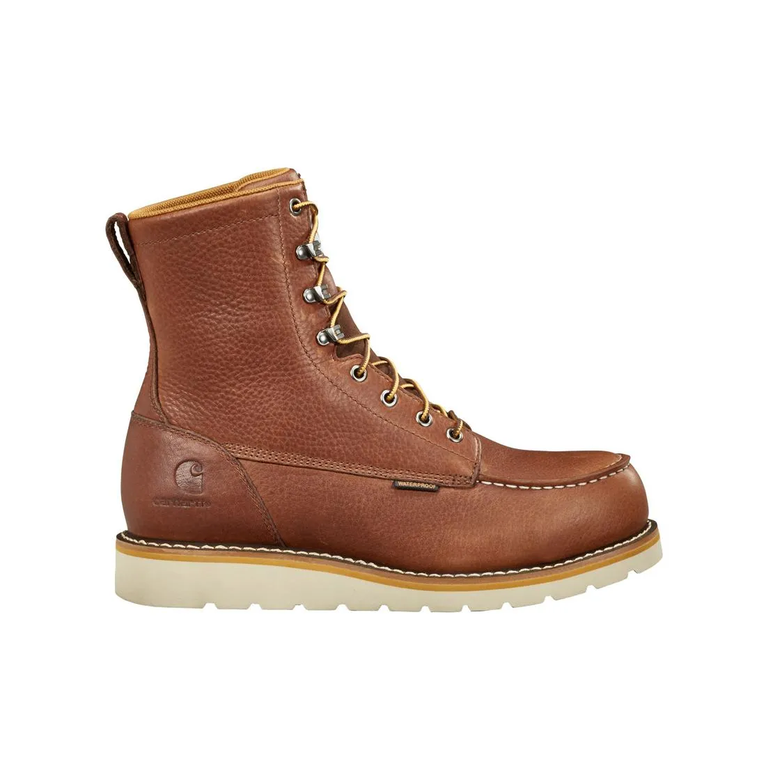8" Waterproof Moc Wedge Steel Toe Work Boot Red Brown