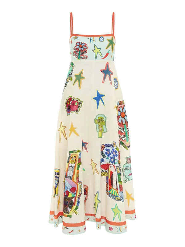 Bella's Graffiti Print Camisole Swing Maxi Dress
