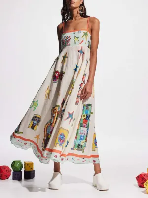 Bella's Graffiti Print Camisole Swing Maxi Dress