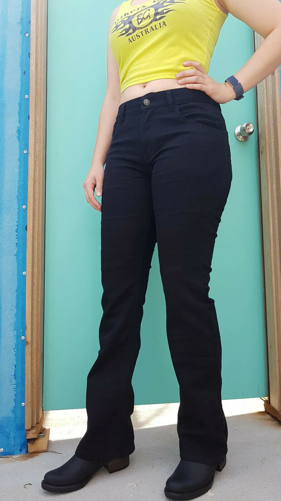 BGA Grouse Lady Motorcycle Boots Cut Jeans Black