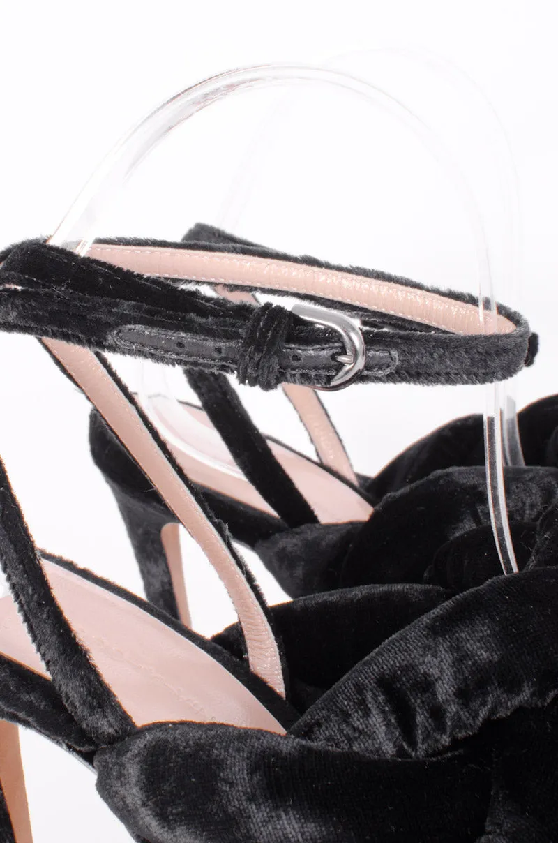 BRAIDED VELVET HEELS
