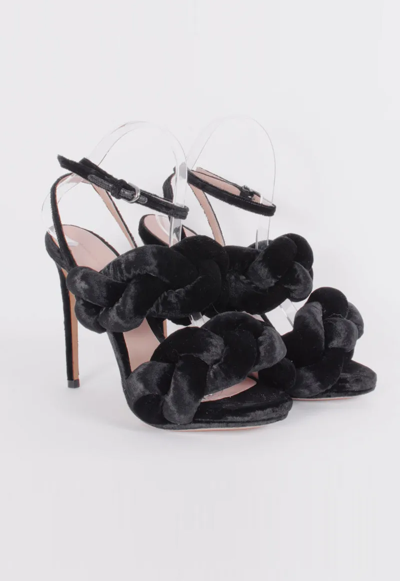 BRAIDED VELVET HEELS