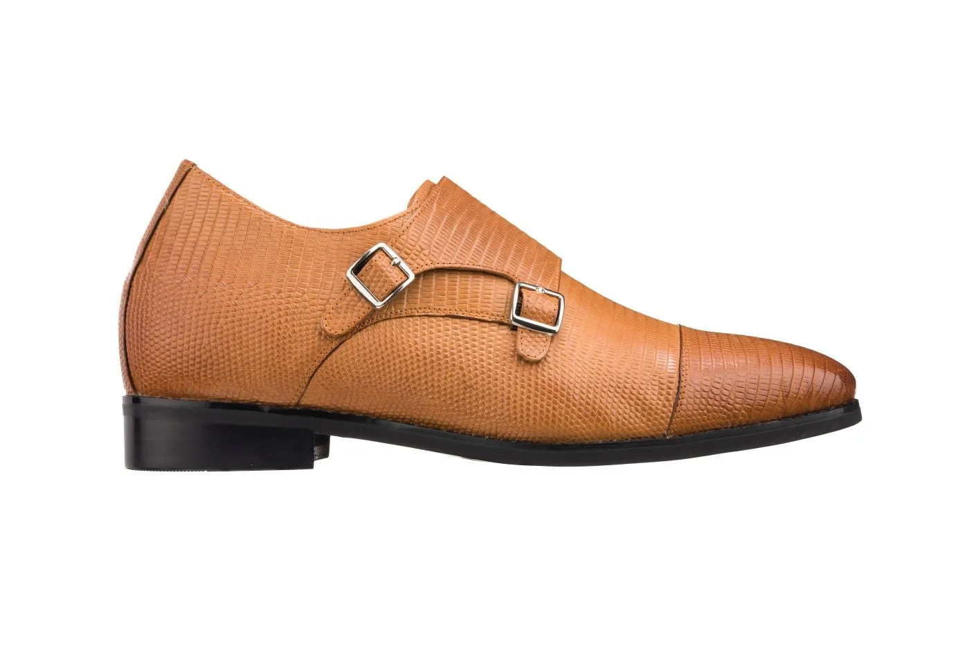 CALTO - K3115 - 2.8 Inches Taller (Brown) - Dual Monk Strap