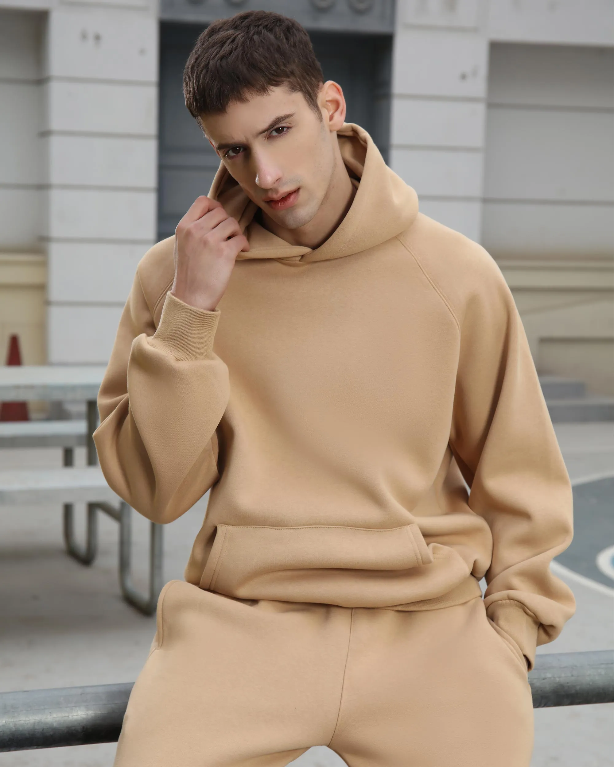 Casual Hoodie and Sweatpants Two Pieces Khaki-Mexico Local Delivery