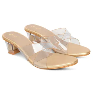 Cross Strap Clear Heels