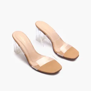 Double Strap Acrylic Heel Sandals