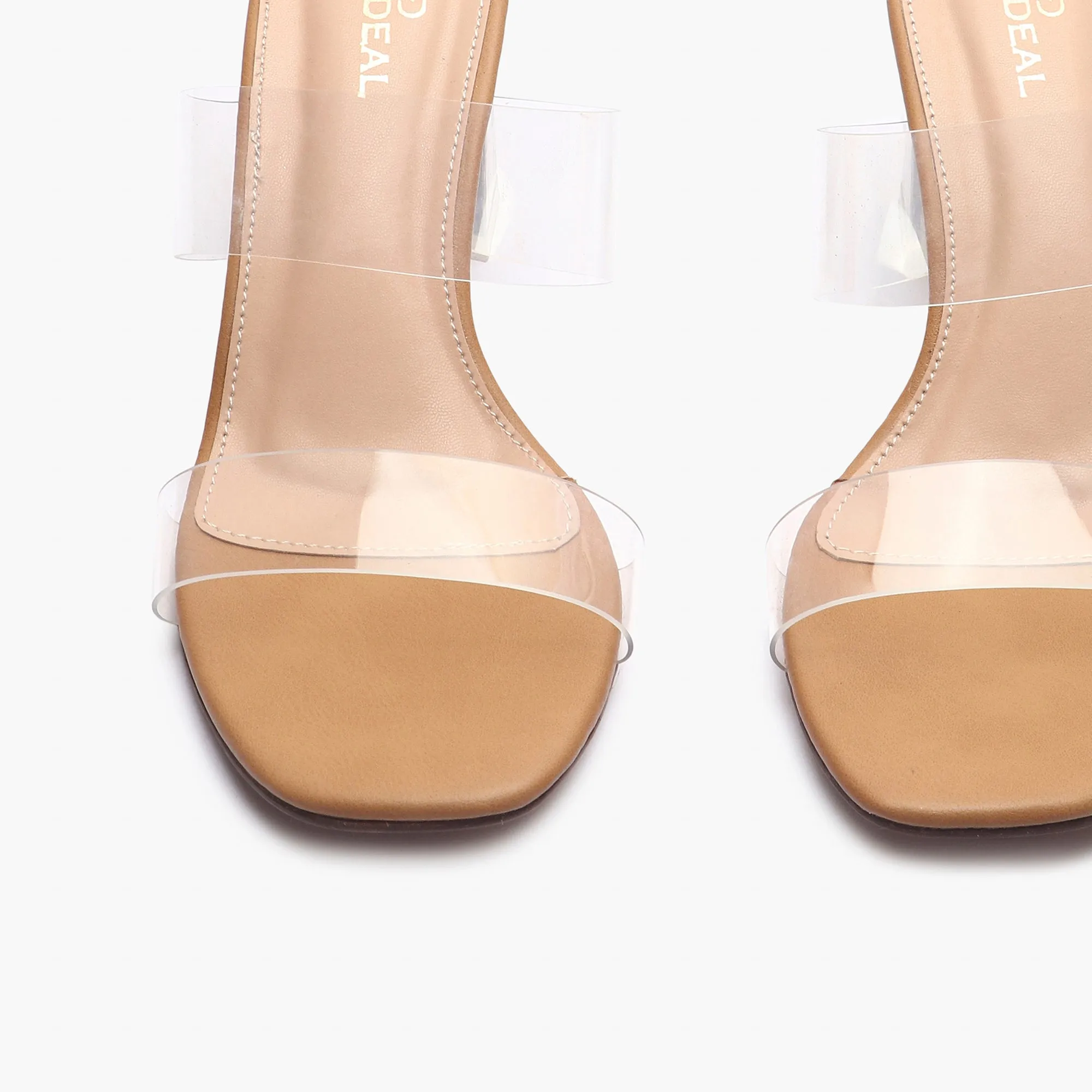 Double Strap Acrylic Heel Sandals