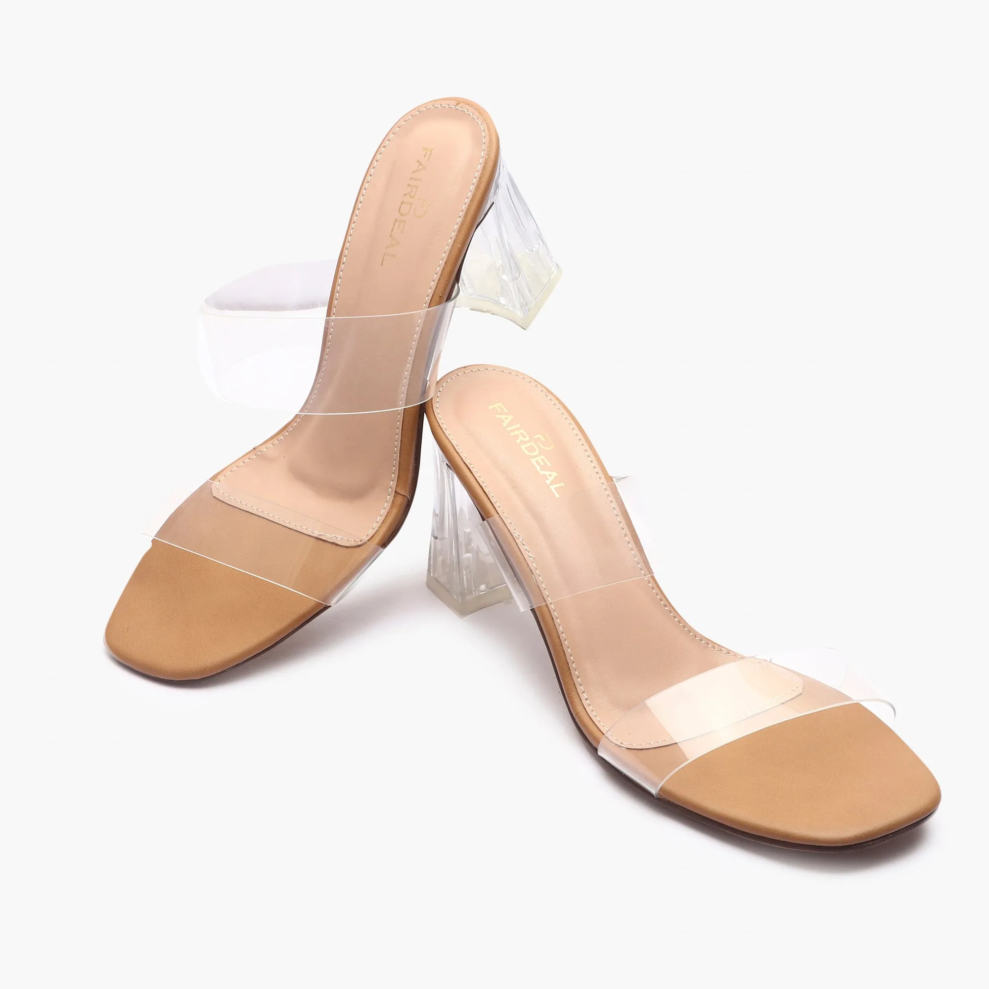Double Strap Acrylic Heel Sandals