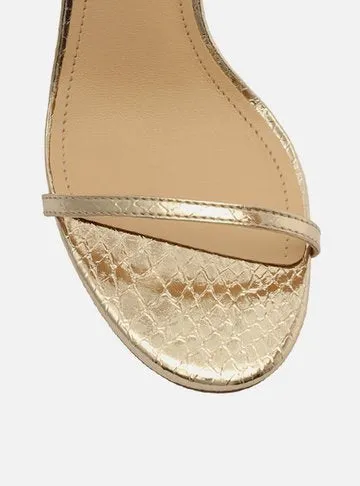 Golden Sandal Snake High Heel Thin Minimal