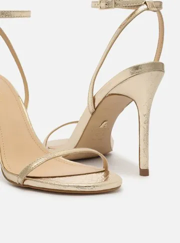 Golden Sandal Snake High Heel Thin Minimal