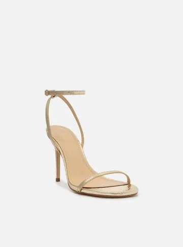 Golden Sandal Snake High Heel Thin Minimal