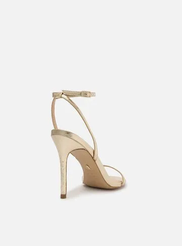 Golden Sandal Snake High Heel Thin Minimal
