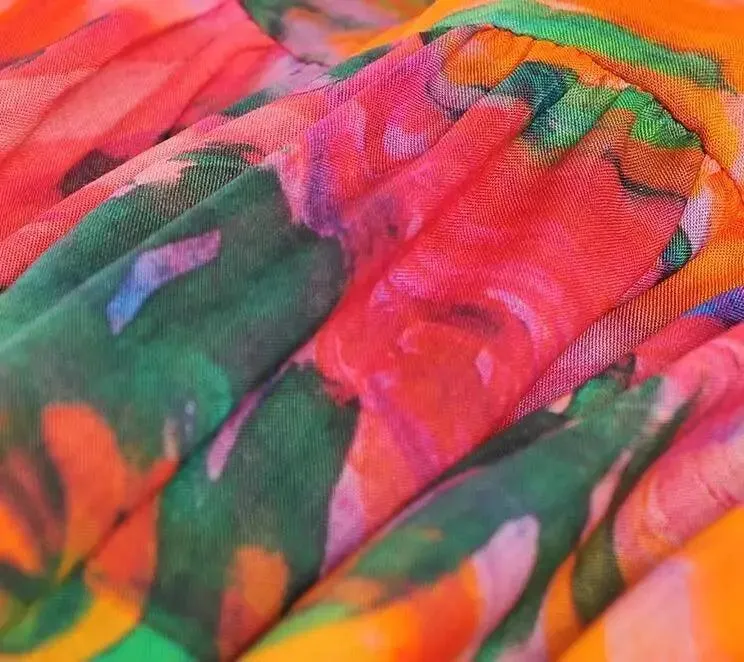 Graffiti Duck Printed Linen Maxi Dress with half sleeves