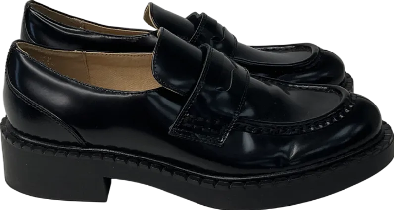 H&M Black Leather Loafers UK 6 EU 39 👠