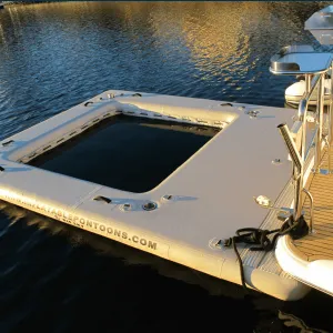 Inflatable Pontoons Pool Deck with 4 Drink Holders