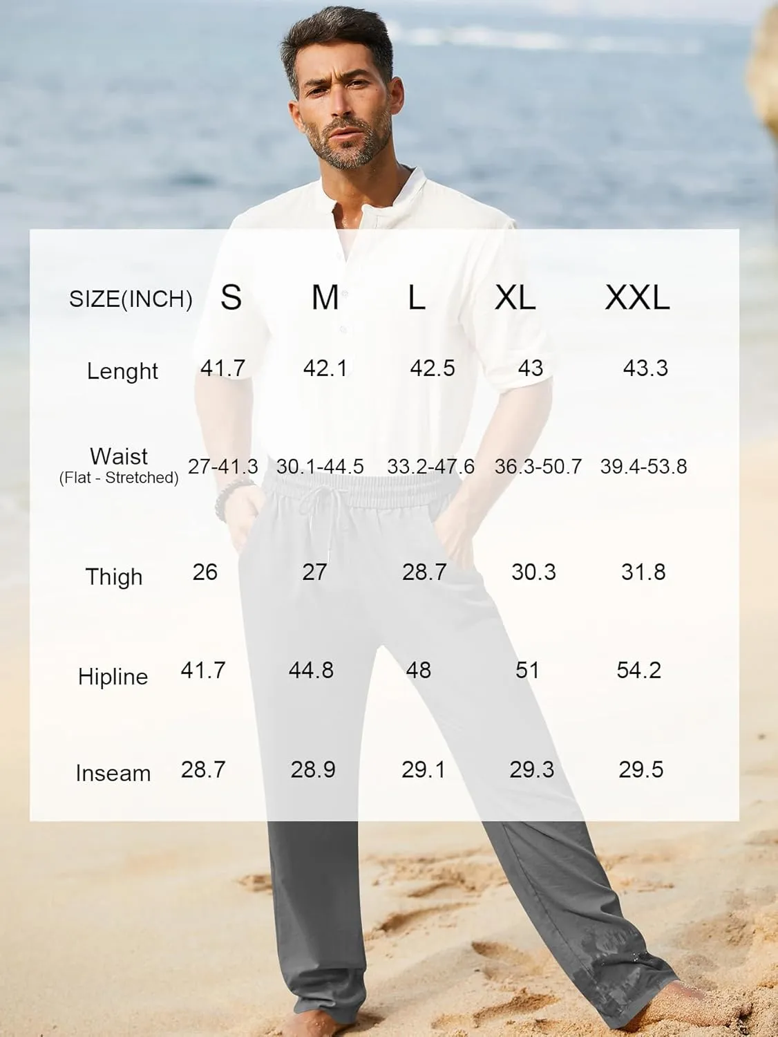 iWoo Linen Pants Men Casual 2025 Summer Beach Elastic Drawstring Waist Yoga Pants Travel Baggy Work Pant Pajama