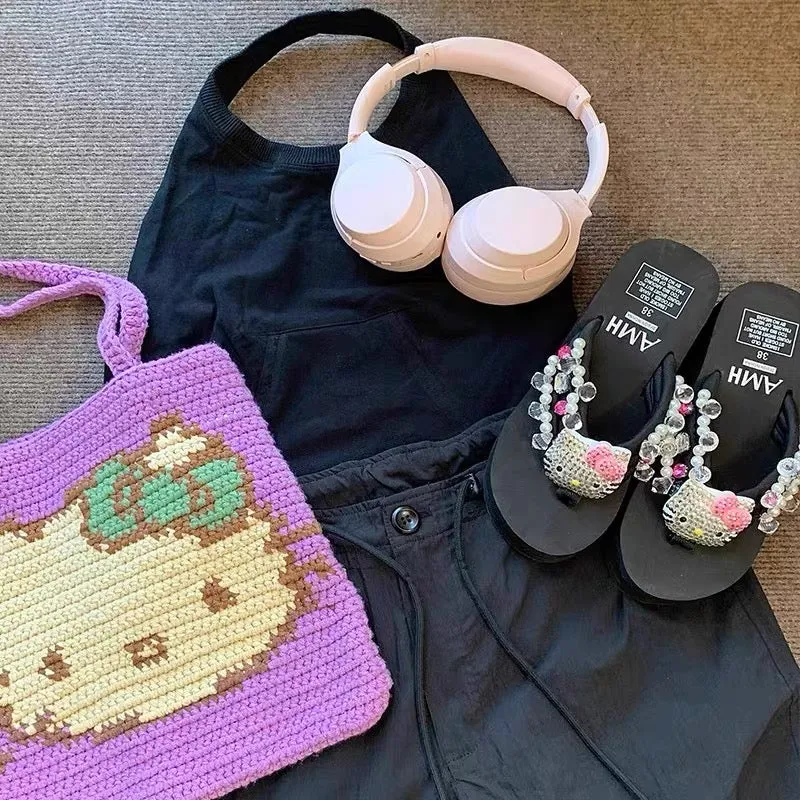 Kawaii Fashion Y2K Aesthetic Hello Kitty Platform Sandals Slides