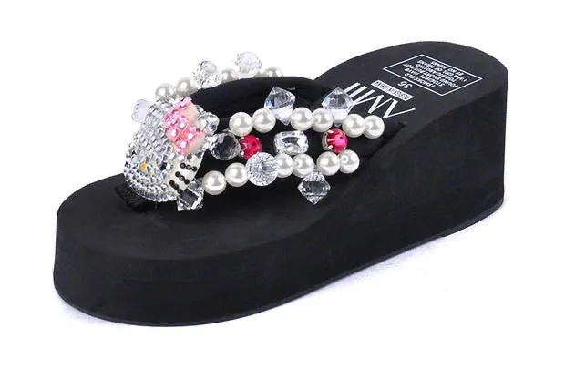 Kawaii Fashion Y2K Aesthetic Hello Kitty Platform Sandals Slides