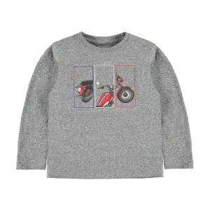Long Sleeve Grey Motorcycle T Shirt