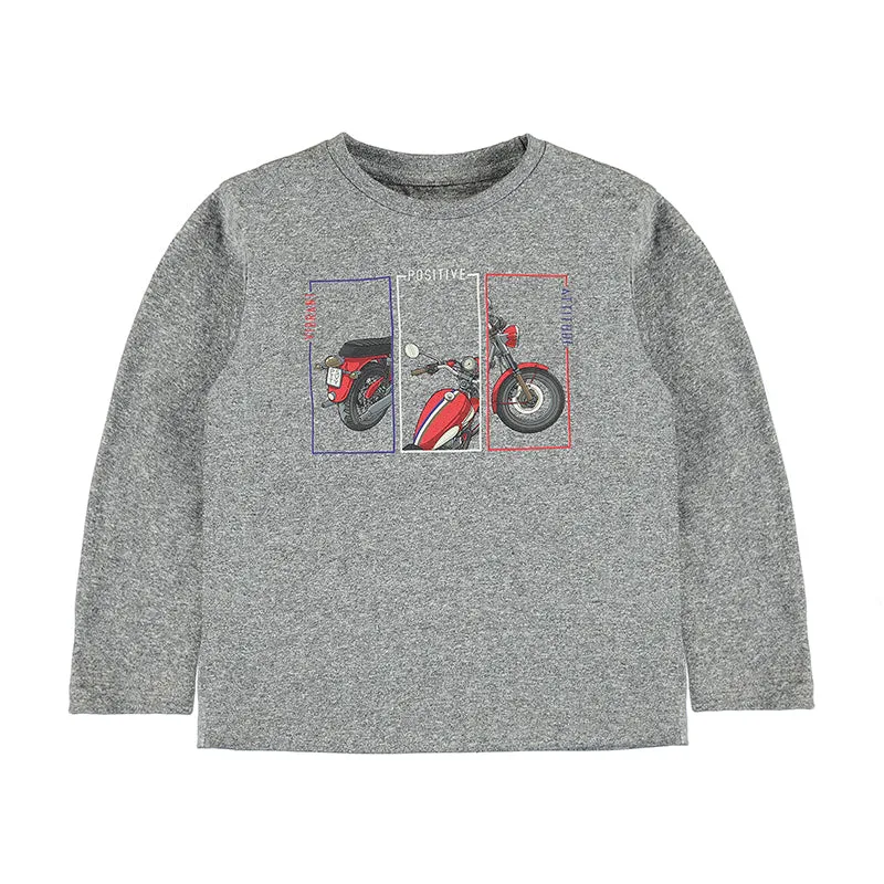 Long Sleeve Grey Motorcycle T Shirt