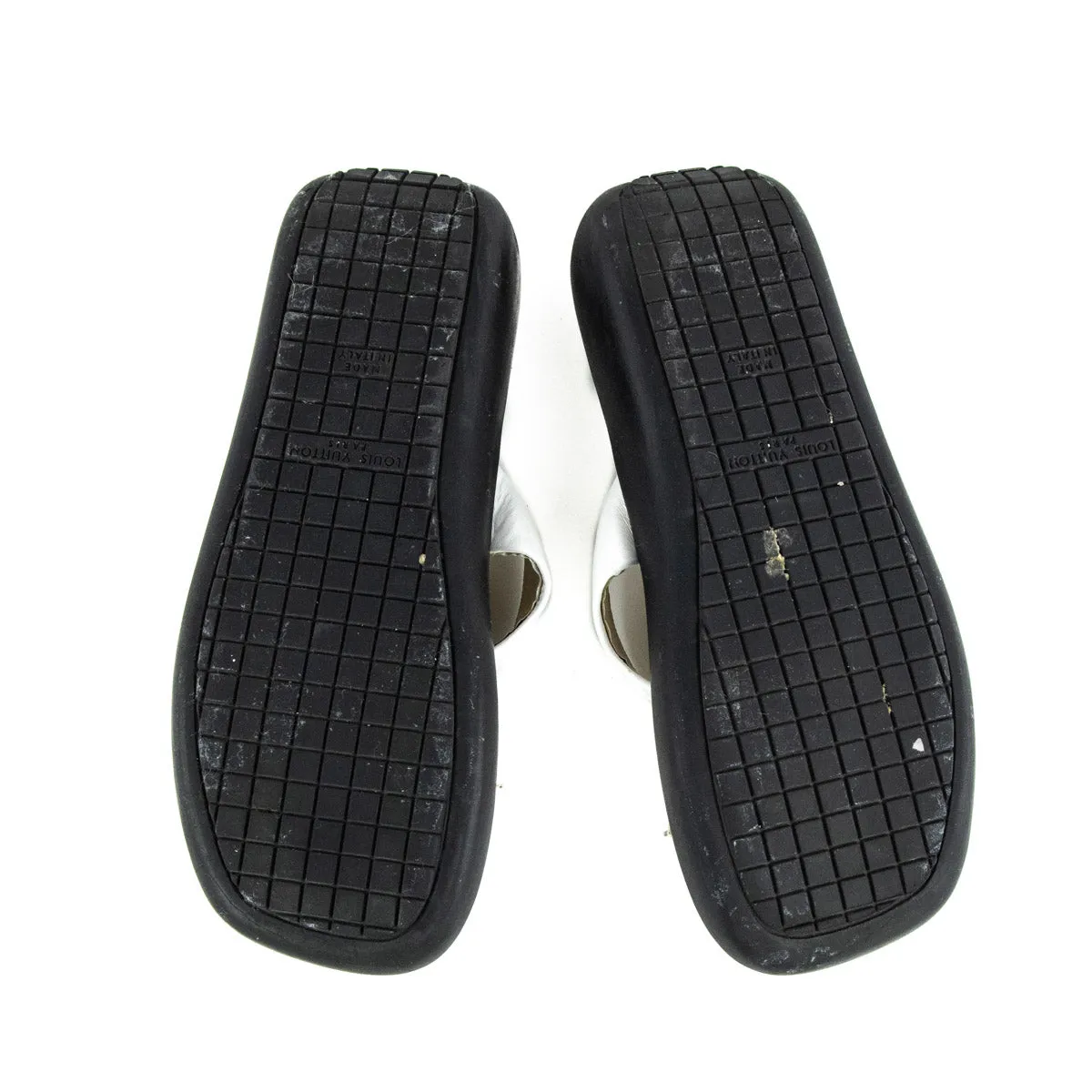 Louis Vuitton White Leather Slide Sandals Size US 7.5 | EU 37.5