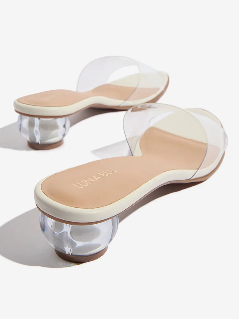 LUNA BLU Clear Vinyl Strap Heel Sandals