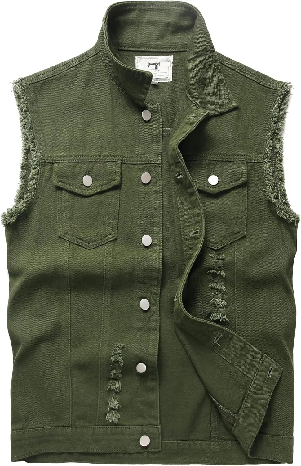 Men's Denim Vest,Sleeveless Jacket Slim Fit Vintage Casual Ripped Summer Jean Vest for Men