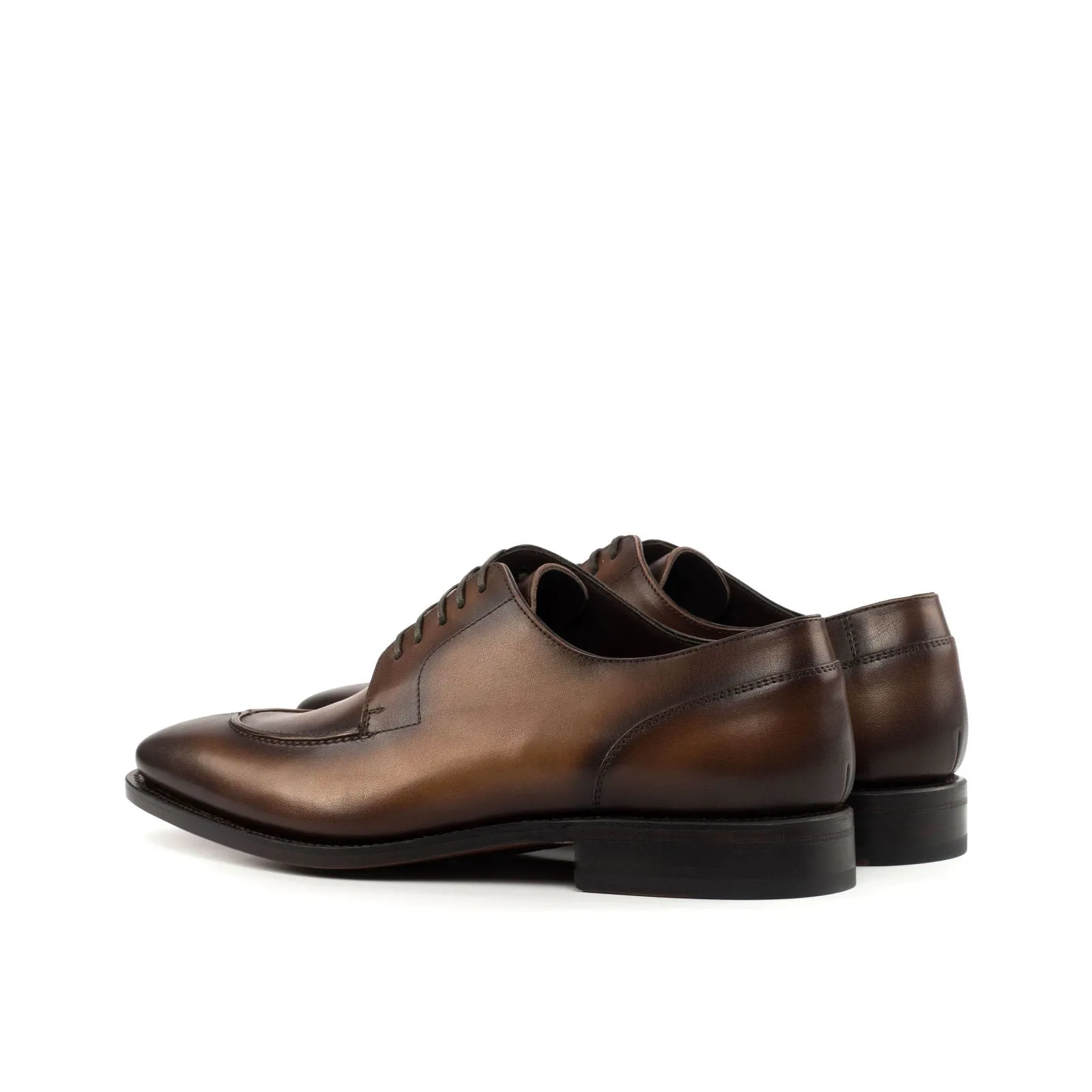 Men's Derby Split Toe Leather Shoes Goodyear Welt Wide Plus Size Brown 4307