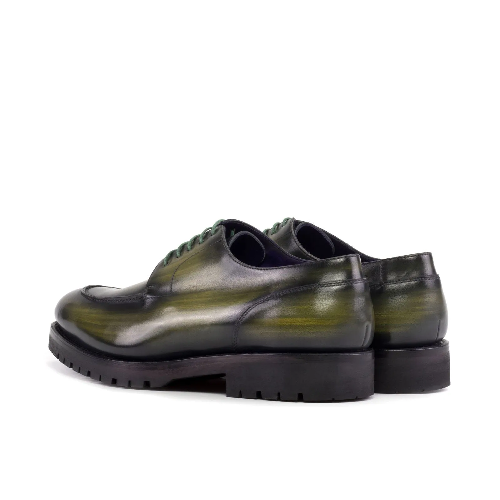 Men's Derby Split Toe Shoes Patina Goodyear Welt Wide Plus Size Green 5788