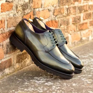 Men's Derby Split Toe Shoes Patina Goodyear Welt Wide Plus Size Green 5788