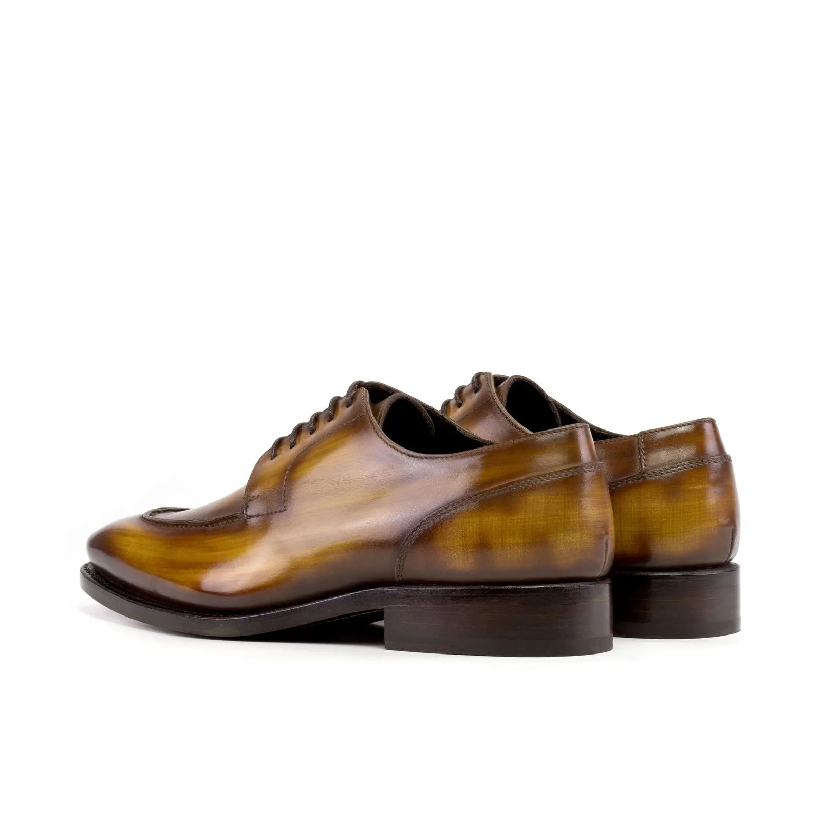 Men's Derby Split Toe Shoes Patina Leather Goodyear Welt Wide Plus Size Brown 5699