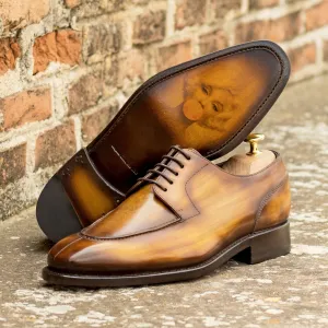 Men's Derby Split Toe Shoes Patina Leather Goodyear Welt Wide Plus Size Brown 5699