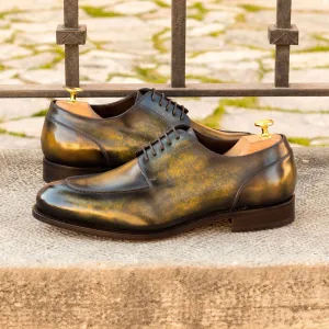 Men's Derby Split Toe Shoes Patina Leather Goodyear Welt Wide Plus Size Green 4720