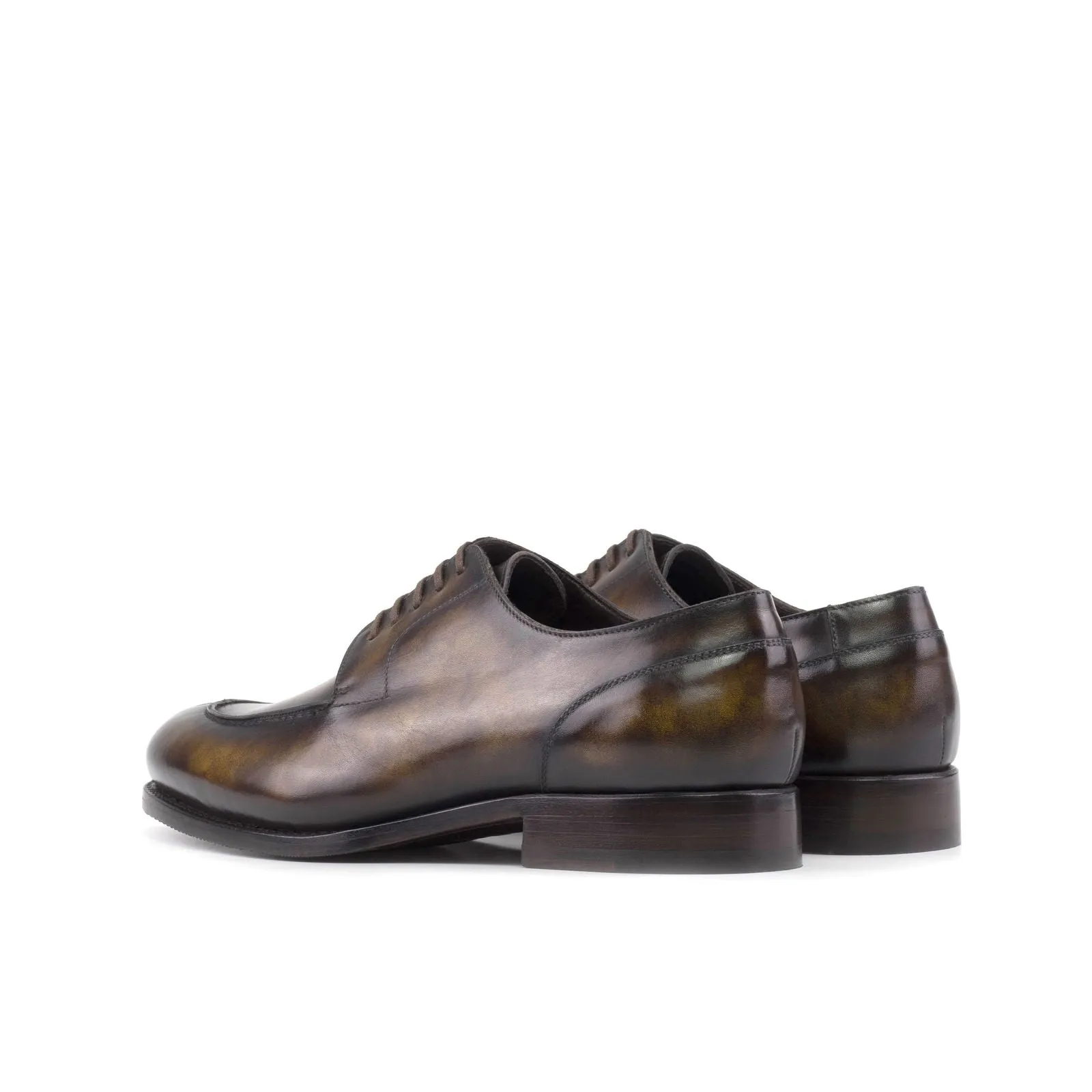 Men's Derby Split Toe Shoes Patina Leather Wide Plus Size Brown 5963