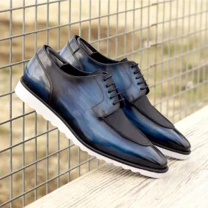Men's Derby Split Toe Shoes Patina Wide Blue 5796