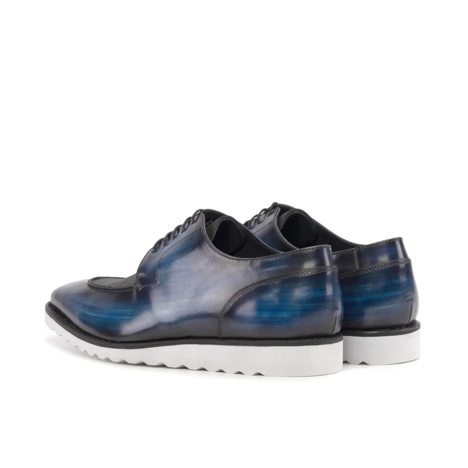 Men's Derby Split Toe Shoes Patina Wide Blue 5796
