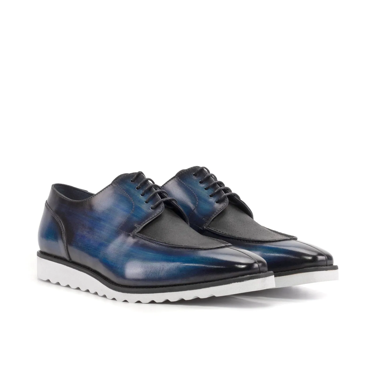 Men's Derby Split Toe Shoes Patina Wide Blue 5796