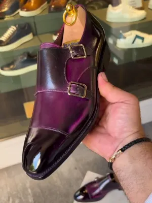 Men's Genuine Leather Three-joint Shoes Monk Buckle Shoes