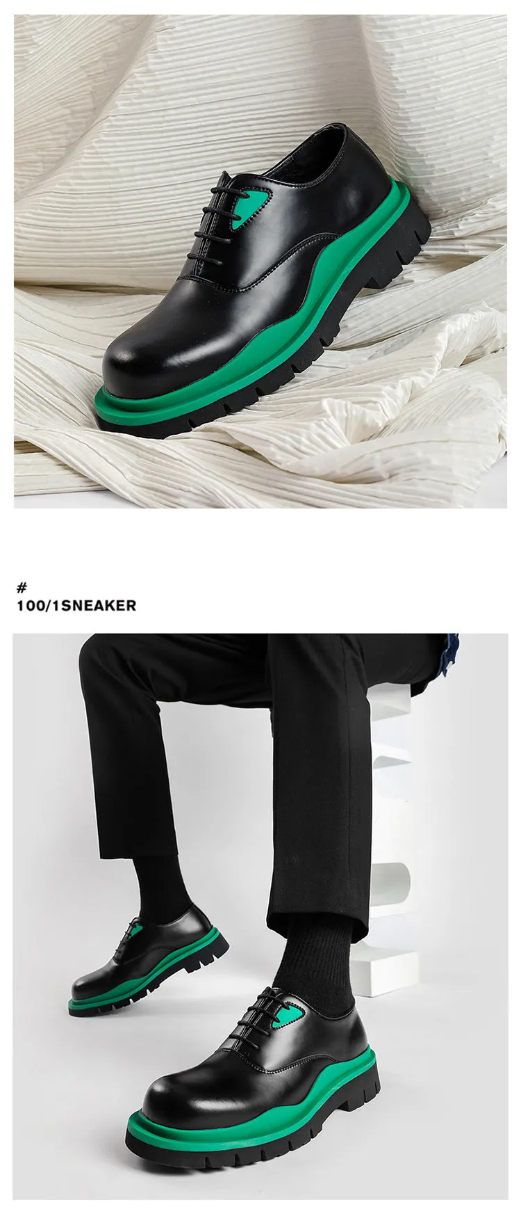 Mixed Color Man Derby Shoes Round Toe Leather Platform Oxfords Male Formal Dress Shoes Lace Up Mens Designer Flats