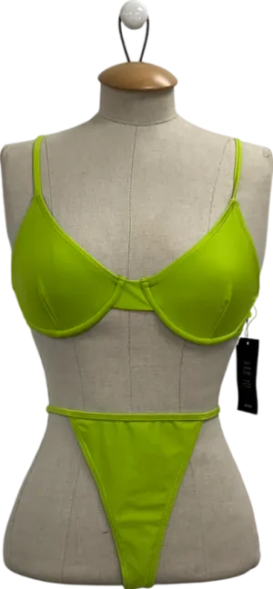 NA-KD Green Thin Strap Bikini String & Bikini Bra UK M