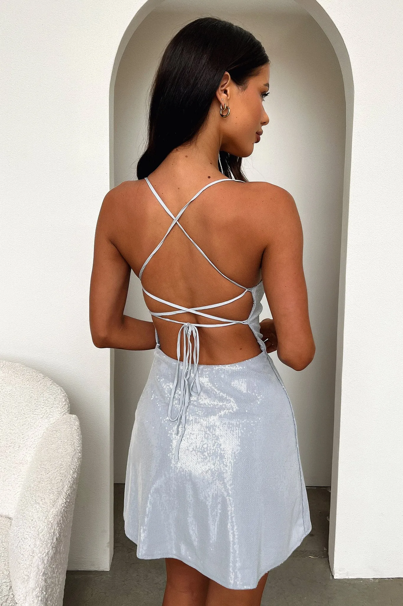 Olivia Dress - Baby Blue Sequin
