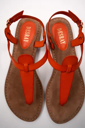 Orange T Bar Sandals