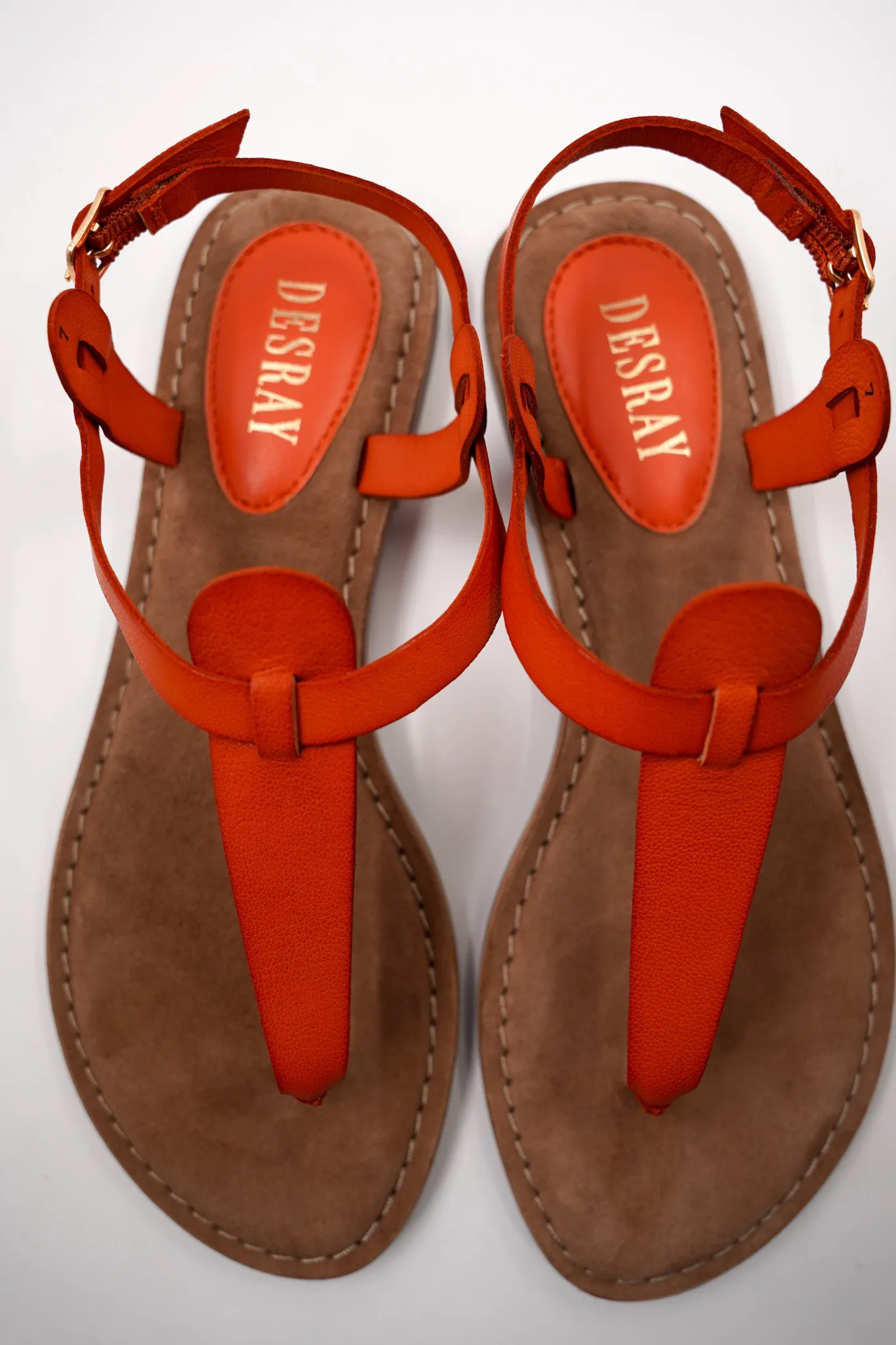 Orange T Bar Sandals