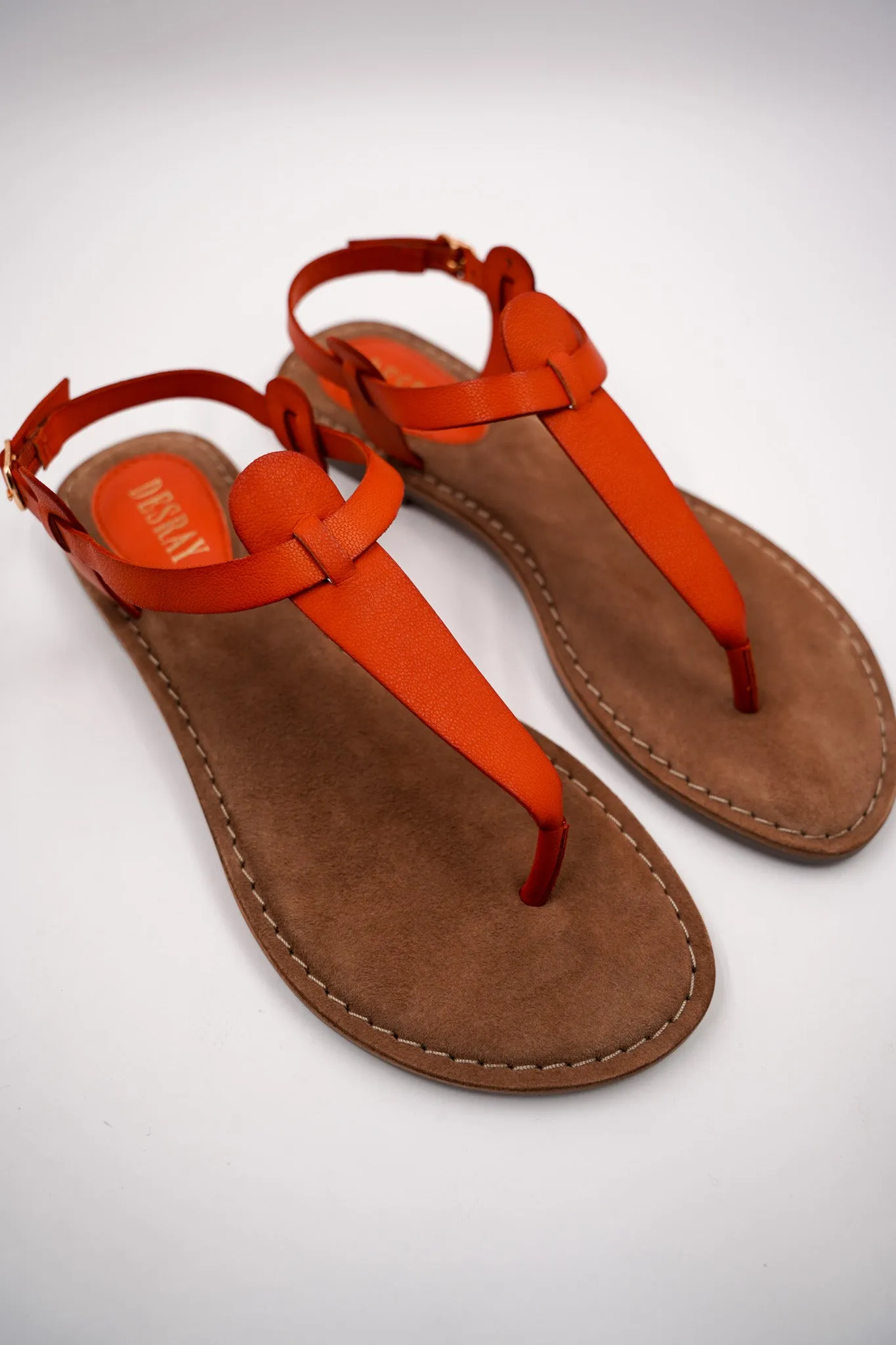 Orange T Bar Sandals