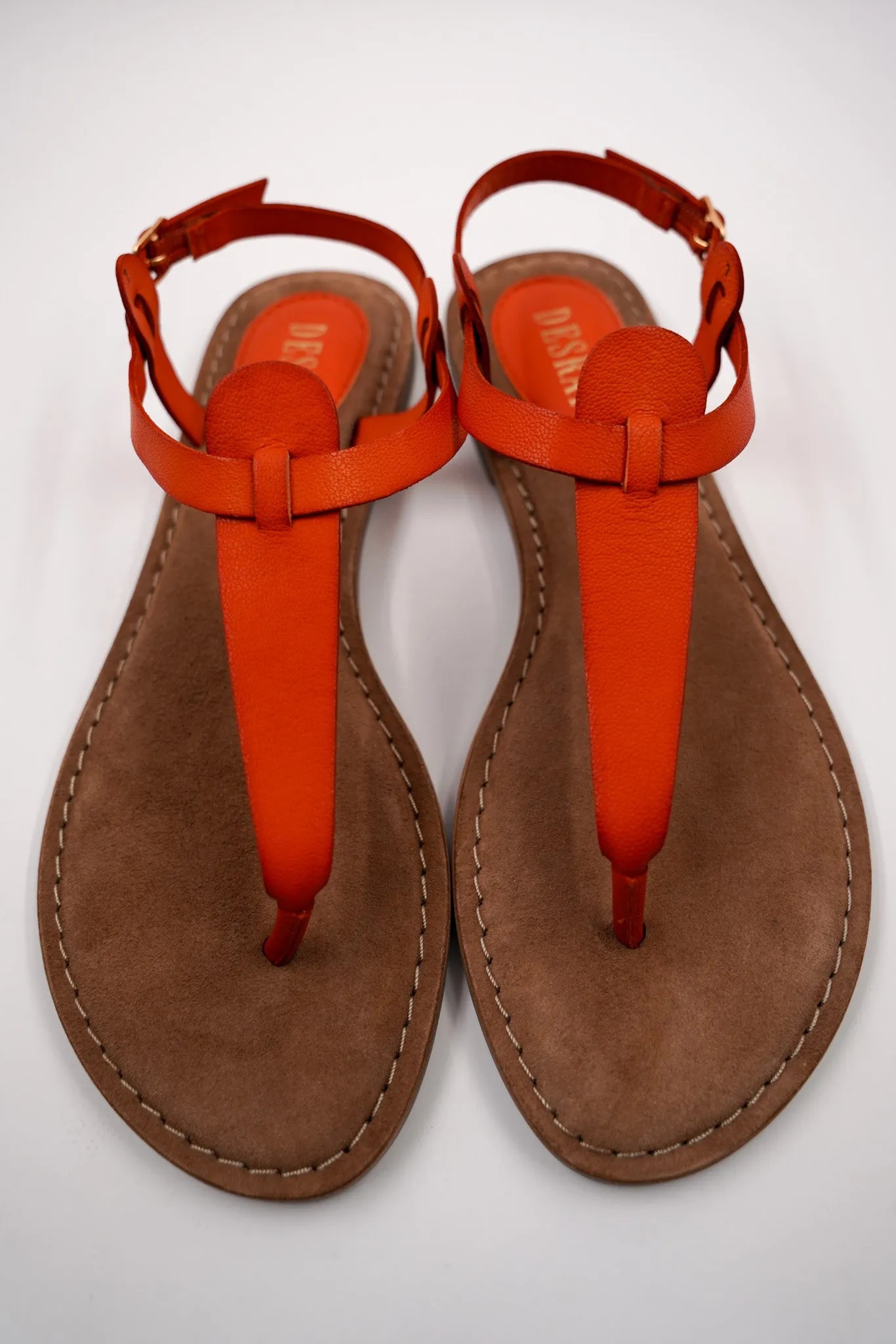 Orange T Bar Sandals