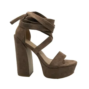 Portland - Lace Up Platform Block Heels, Premium Suede Material, Lightly Padded Insole, Stylish & Comfortable Footwear for Evening Events